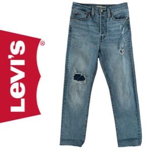 Levi's Patchwork Button Fly Distressed Wedgie Straight High Rise Jeans